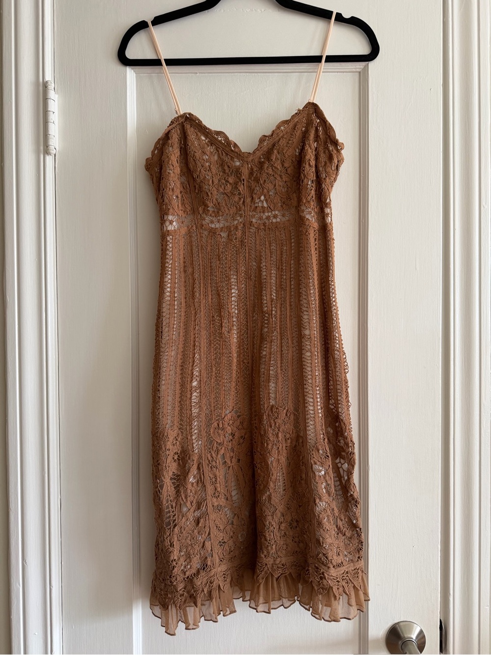 Betsey Johnson Brown Lace Midi Slip Dress
